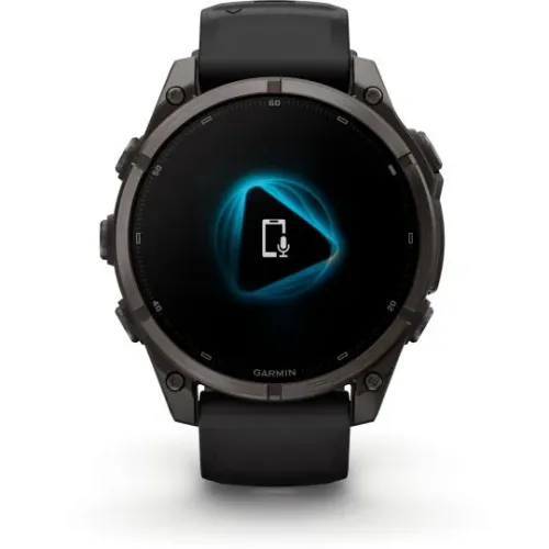 MONTRE GARMIN FĒNIX® 9 PRO 47 MM INREACH TITANIUM AVEC REVÊTEMENT CARBON GRAY DLC ET BRACELET EN SILICONE NOIR