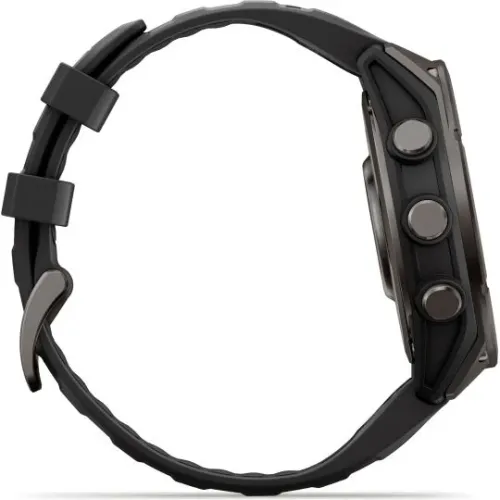 MONTRE GARMIN FĒNIX® 9 PRO 47 MM INREACH TITANIUM AVEC REVÊTEMENT CARBON GRAY DLC ET BRACELET EN SILICONE NOIR