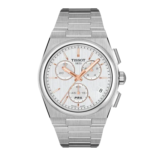 MONTRE TISSOT PRX CHRONOGRAPHE 41 MM CADRAN ARGENTÉ BRACELET ACIER