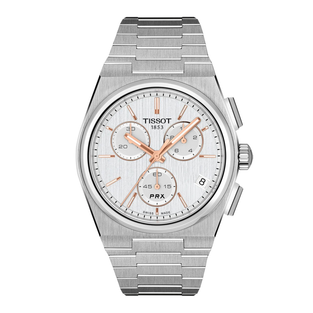 MONTRE TISSOT PRX CHRONOGRAPHE 41 MM CADRAN ARGENTÉ BRACELET ACIER