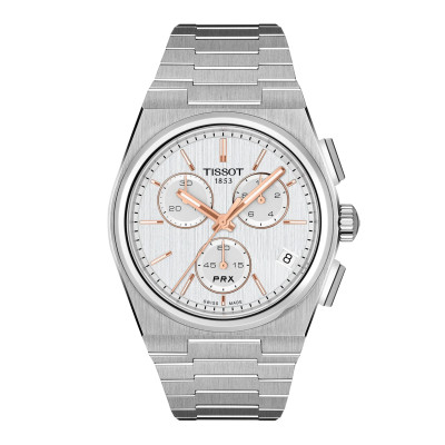 MONTRE TISSOT PRX CHRONOGRAPHE 41 MM CADRAN ARGENTÉ BRACELET ACIER