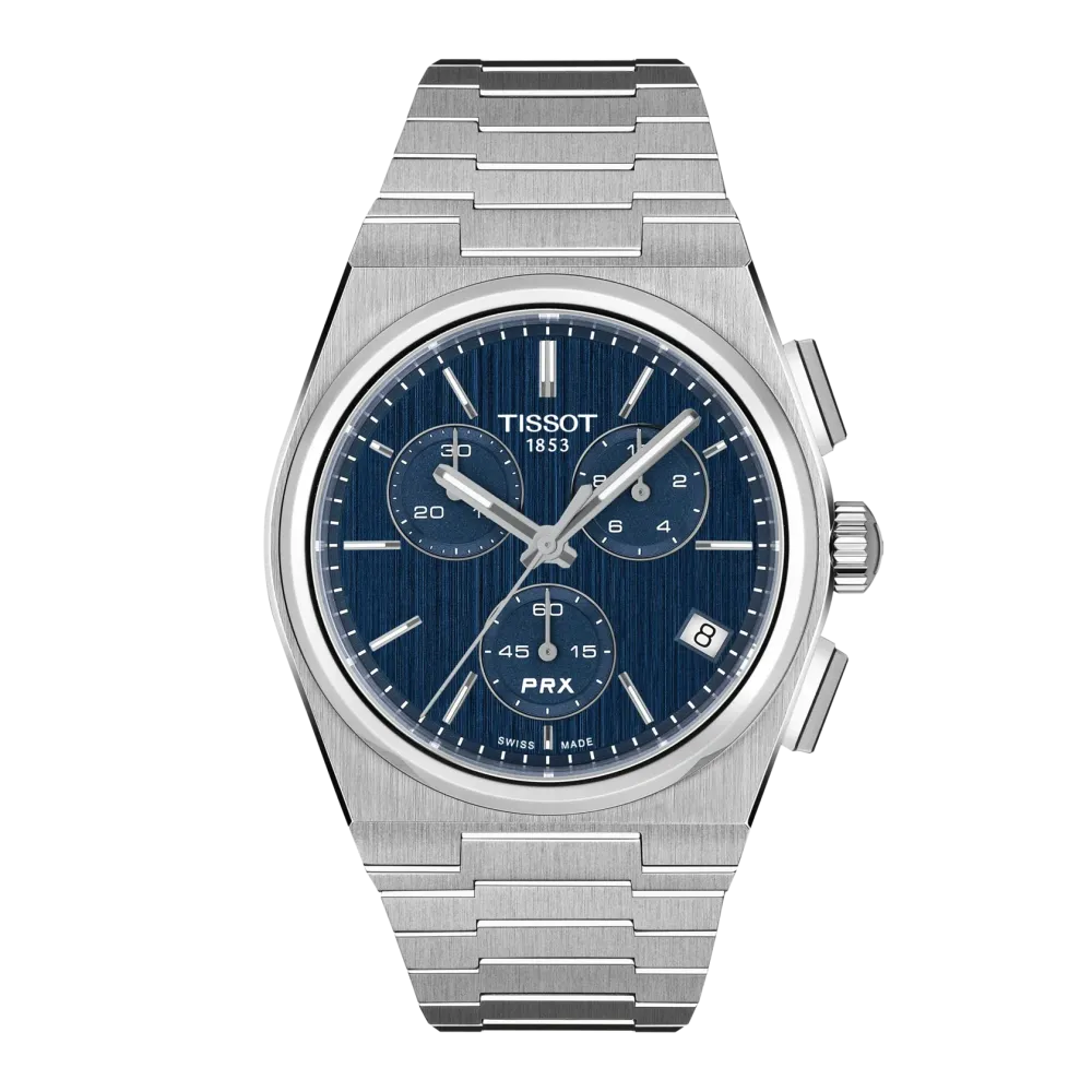 MONTRE TISSOT PRX CHRONOGRAPHE 41 MM CADRAN BLEU BRACELET ACIER
