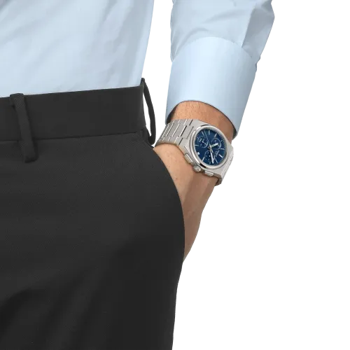 MONTRE TISSOT PRX CHRONOGRAPHE 41 MM CADRAN BLEU BRACELET ACIER
