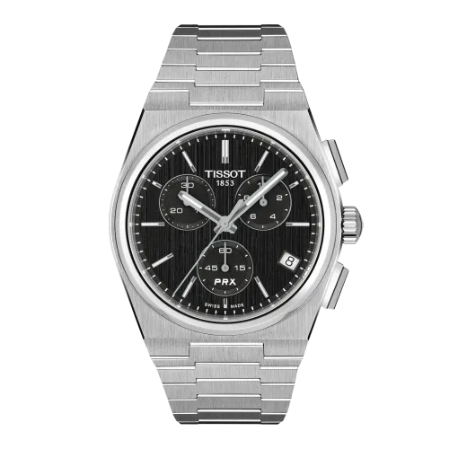 MONTRE TISSOT PRX CHRONOGRAPHE 41 MM CADRAN NOIR BRACELET ACIER