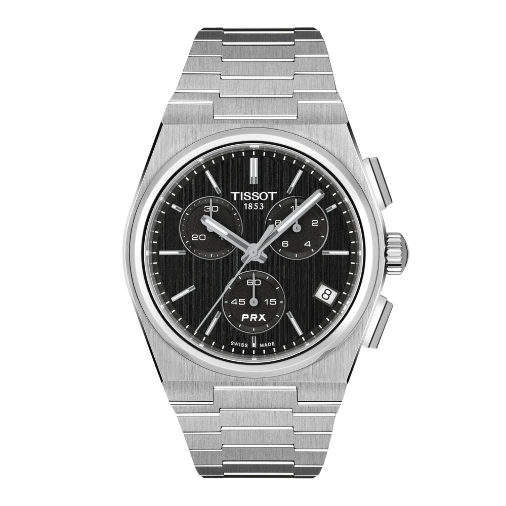 MONTRE TISSOT PRX CHRONOGRAPHE 41 MM CADRAN NOIR BRACELET ACIER