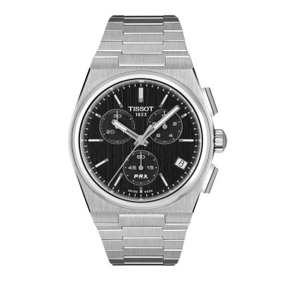 MONTRE TISSOT PRX CHRONOGRAPHE 41 MM CADRAN NOIR BRACELET ACIER
