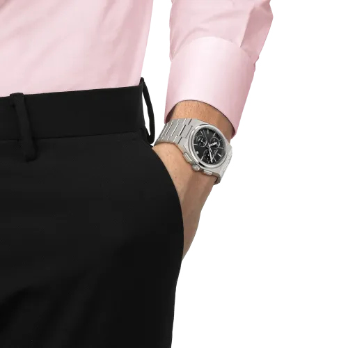 MONTRE TISSOT PRX CHRONOGRAPHE 41 MM CADRAN NOIR BRACELET ACIER