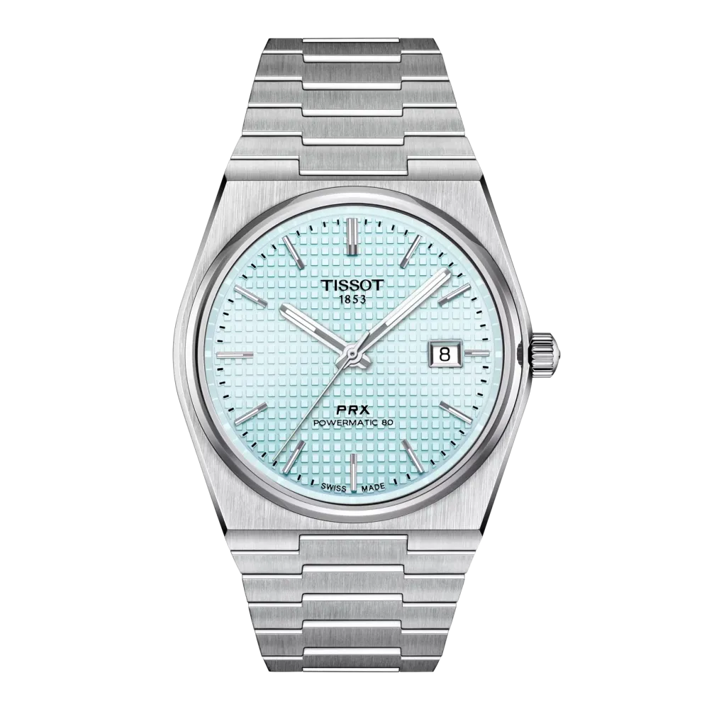 TISSOT PRX 40 MM POWERMATIC 80 AUTOMATIQUE CADRAN BLEU CLAIR