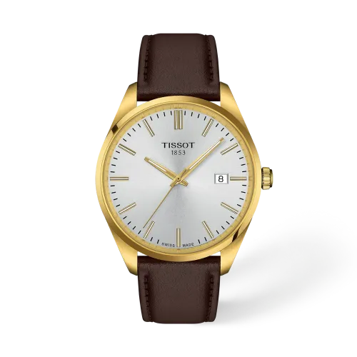 MONTRE HOMME TISSOT PR 100 40MM CADRAN BLEU BRACELET CUIR MARRON