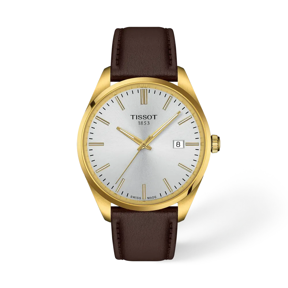 MONTRE HOMME TISSOT PR 100 40MM CADRAN BLEU BRACELET CUIR MARRON