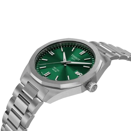 MONTRE HOMME TISSOT PRC 100 SOLAR 39MM CADRAN VERT BRACELET ACIER