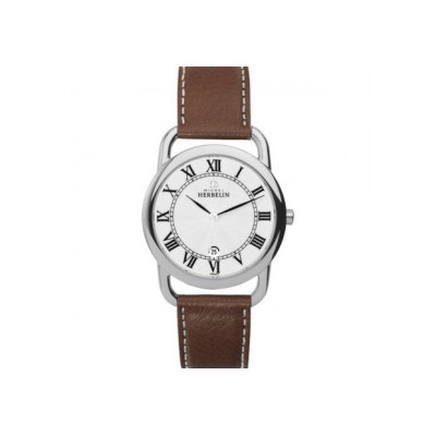 Michel Herbelin montre homme quartz acier bracelet cuir 19467/08GO