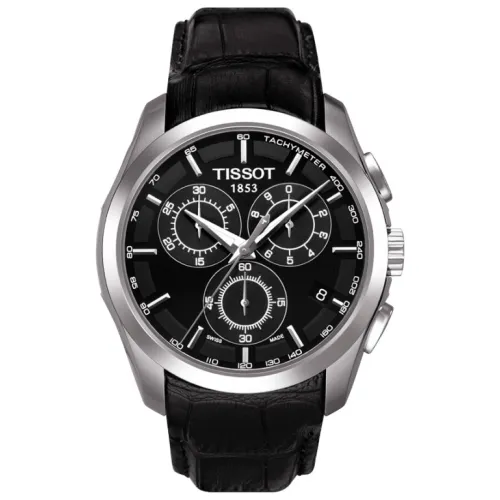 Tissot quartz homme Couturier chronographe acier bracelet cuir 