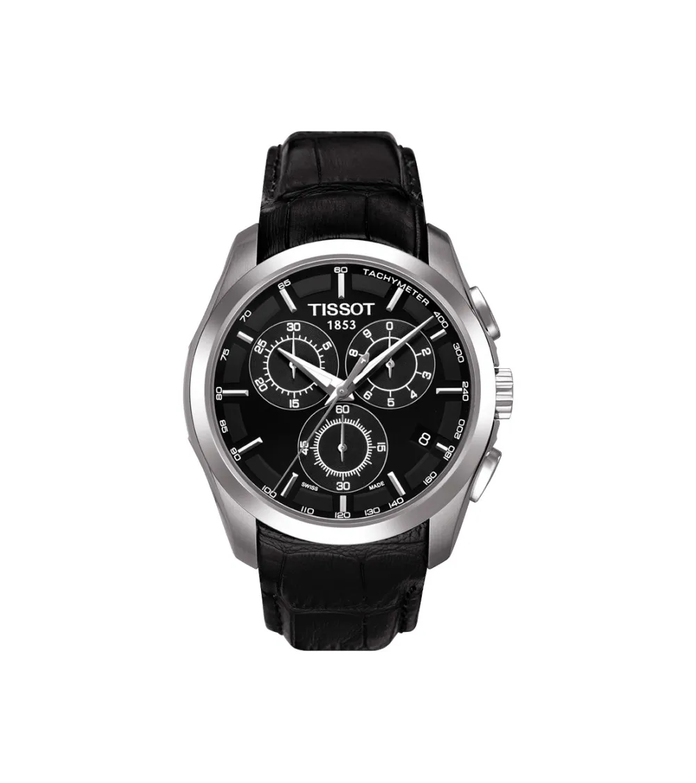 Tissot quartz homme Couturier chronographe acier bracelet cuir 