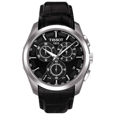 Tissot quartz homme Couturier chronographe acier bracelet cuir 