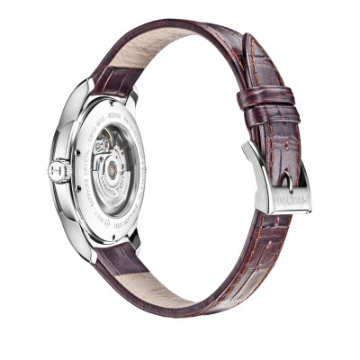Hamilton jazzmaster open heart automatique fond gris bracelet cuir