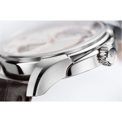 Hamilton jazzmaster open heart automatique fond gris bracelet cuir