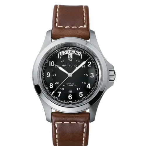 Hamilton khaki king 40mm automatique cadran noir bracelet cuir