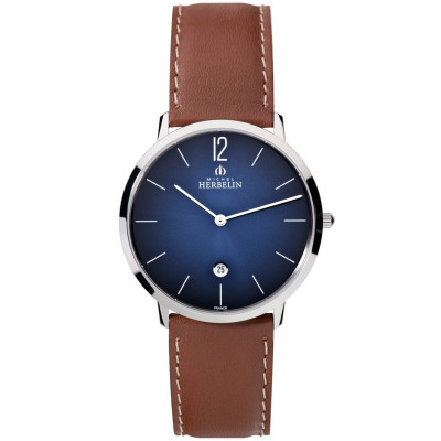 Photo montrant l'intégralité de la montre Montre Herbelin City – Quartz – Bleu & Cuir Brun
