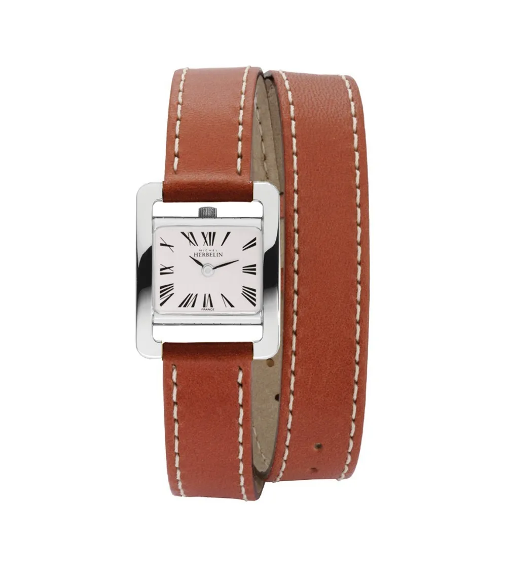 Photo montrant l'intégralité de la montre Herbelin Ve Avenue – Bracelet Double – Acier & Cuir Brun