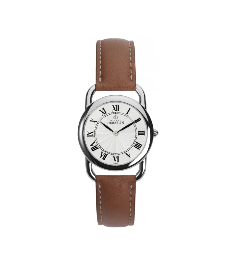 Michel Herbelin montre homme quartz acier bracelet cuir 19467/08GO