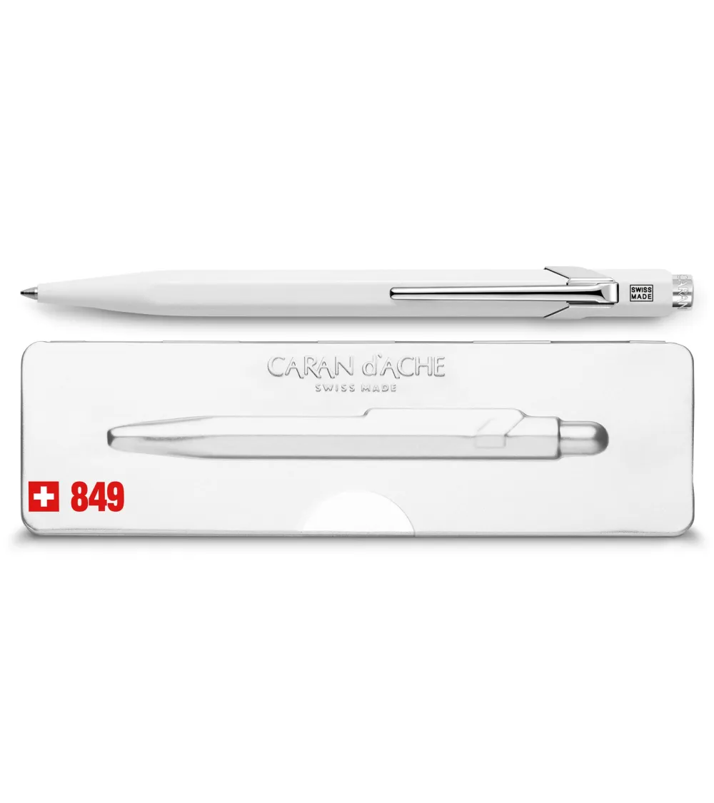 Caran d'ache bille 849 POPLINE BLANC AVEC ÉTUI 849.502